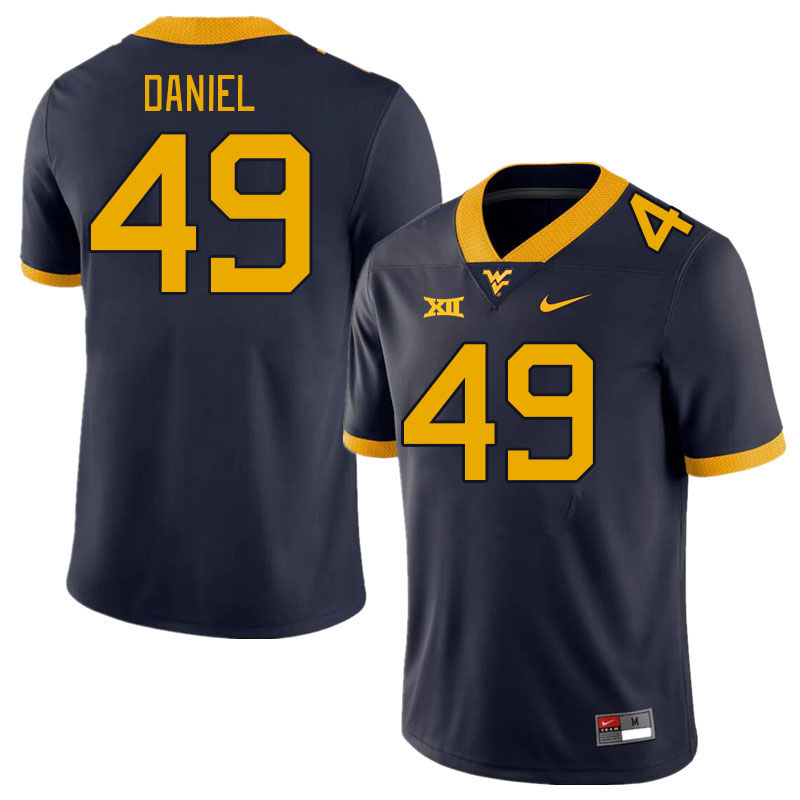 Men #49 Zyir Daniel West Virginia Mountaineers College Football Jerseys Stitched Sale-Navy